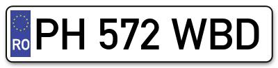 Placuta inmatriculare numar auto  PH-572-WBD, PH 572 WBD, PH572WBD
