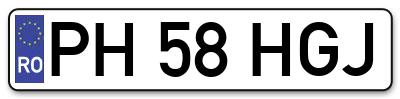 Placuta inmatriculare numar auto  PH-58-HGJ, PH 58 HGJ, PH58HGJ