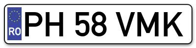Placuta inmatriculare numar auto  PH-58-VMK, PH 58 VMK, PH58VMK