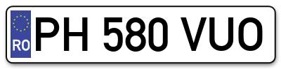 Placuta inmatriculare numar auto  PH-580-VUO, PH 580 VUO, PH580VUO