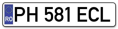 Placuta inmatriculare numar auto  PH-581-ECL, PH 581 ECL, PH581ECL