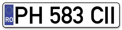Placuta inmatriculare numar auto  PH-583-CII, PH 583 CII, PH583CII