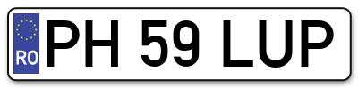 Placuta inmatriculare numar auto  PH-59-LUP, PH 59 LUP, PH59LUP