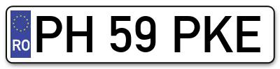 Placuta inmatriculare numar auto  PH-59-PKE, PH 59 PKE, PH59PKE