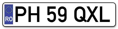 Placuta inmatriculare numar auto  PH-59-QXL, PH 59 QXL, PH59QXL