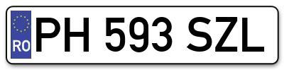 Placuta inmatriculare numar auto  PH-593-SZL, PH 593 SZL, PH593SZL
