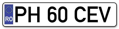 Placuta inmatriculare numar auto  PH-60-CEV, PH 60 CEV, PH60CEV