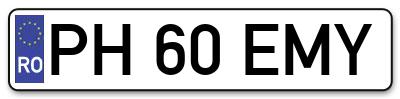 Placuta inmatriculare numar auto  PH-60-EMY, PH 60 EMY, PH60EMY