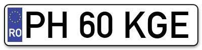Placuta inmatriculare numar auto  PH-60-KGE, PH 60 KGE, PH60KGE