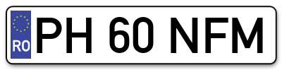 Placuta inmatriculare numar auto  PH-60-NFM, PH 60 NFM, PH60NFM