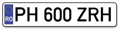 Placuta inmatriculare numar auto  PH-600-ZRH, PH 600 ZRH, PH600ZRH