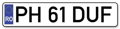 Placuta inmatriculare numar auto  PH-61-DUF, PH 61 DUF, PH61DUF