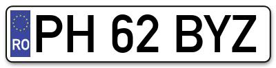 Placuta inmatriculare numar auto  PH-62-BYZ, PH 62 BYZ, PH62BYZ