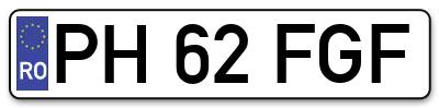 Placuta inmatriculare numar auto  PH-62-FGF, PH 62 FGF, PH62FGF