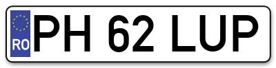 Placuta inmatriculare numar auto  PH-62-LUP, PH 62 LUP, PH62LUP