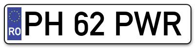 Placuta inmatriculare numar auto  PH-62-PWR, PH 62 PWR, PH62PWR