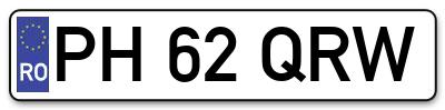 Placuta inmatriculare numar auto  PH-62-QRW, PH 62 QRW, PH62QRW