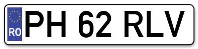 Placuta inmatriculare numar auto  PH-62-RLV, PH 62 RLV, PH62RLV