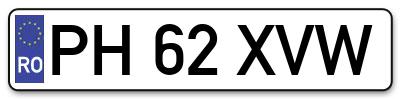 Placuta inmatriculare numar auto  PH-62-XVW, PH 62 XVW, PH62XVW