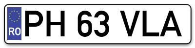 Placuta inmatriculare numar auto  PH-63-VLA, PH 63 VLA, PH63VLA