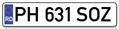 Placuta inmatriculare numar auto  PH-631-SOZ, PH 631 SOZ, PH631SOZ