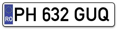 Placuta inmatriculare numar auto  PH-632-GUQ, PH 632 GUQ, PH632GUQ