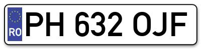 Placuta inmatriculare numar auto  PH-632-OJF, PH 632 OJF, PH632OJF