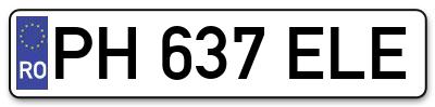 Placuta inmatriculare numar auto  PH-637-ELE, PH 637 ELE, PH637ELE
