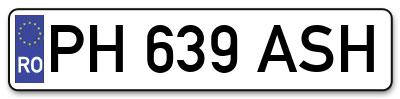 Placuta inmatriculare numar auto  PH-639-ASH, PH 639 ASH, PH639ASH
