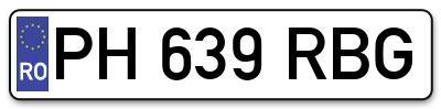 Placuta inmatriculare numar auto  PH-639-RBG, PH 639 RBG, PH639RBG
