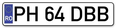 Placuta inmatriculare numar auto  PH-64-DBB, PH 64 DBB, PH64DBB