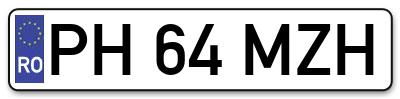 Placuta inmatriculare numar auto  PH-64-MZH, PH 64 MZH, PH64MZH