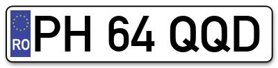 Placuta inmatriculare numar auto  PH-64-QQD, PH 64 QQD, PH64QQD