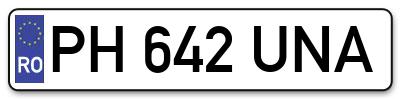 Placuta inmatriculare numar auto  PH-642-UNA, PH 642 UNA, PH642UNA