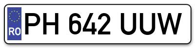 Placuta inmatriculare numar auto  PH-642-UUW, PH 642 UUW, PH642UUW