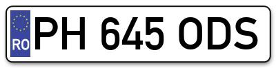 Placuta inmatriculare numar auto  PH-645-ODS, PH 645 ODS, PH645ODS