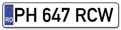 Placuta inmatriculare numar auto  PH-647-RCW, PH 647 RCW, PH647RCW