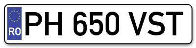 Placuta inmatriculare numar auto  PH-650-VST, PH 650 VST, PH650VST