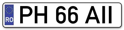 Placuta inmatriculare numar auto  PH-66-AII, PH 66 AII, PH66AII