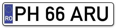 Placuta inmatriculare numar auto  PH-66-ARU, PH 66 ARU, PH66ARU