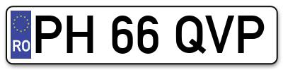 Placuta inmatriculare numar auto  PH-66-QVP, PH 66 QVP, PH66QVP