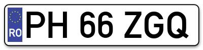 Placuta inmatriculare numar auto  PH-66-ZGQ, PH 66 ZGQ, PH66ZGQ