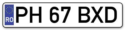 Placuta inmatriculare numar auto  PH-67-BXD, PH 67 BXD, PH67BXD