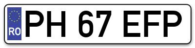 Placuta inmatriculare numar auto  PH-67-EFP, PH 67 EFP, PH67EFP