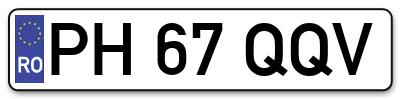 Placuta inmatriculare numar auto  PH-67-QQV, PH 67 QQV, PH67QQV