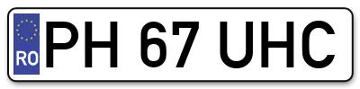 Placuta inmatriculare numar auto  PH-67-UHC, PH 67 UHC, PH67UHC