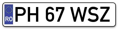 Placuta inmatriculare numar auto  PH-67-WSZ, PH 67 WSZ, PH67WSZ