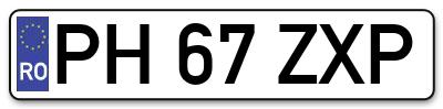 Placuta inmatriculare numar auto  PH-67-ZXP, PH 67 ZXP, PH67ZXP