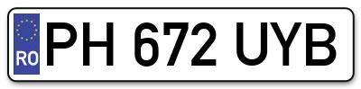 Placuta inmatriculare numar auto  PH-672-UYB, PH 672 UYB, PH672UYB