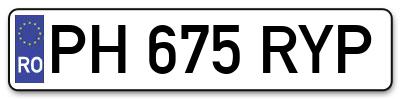 Placuta inmatriculare numar auto  PH-675-RYP, PH 675 RYP, PH675RYP